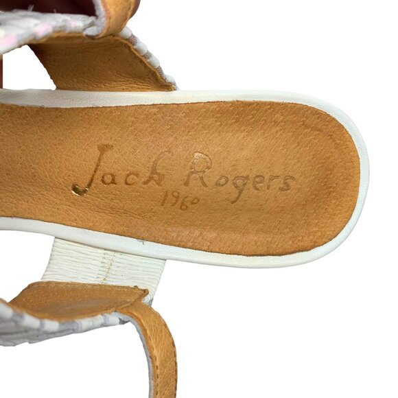 Jack Rogers Tinsely White Leather Whipstitch‎ High Wedge Sandals - Picture 2 of 12